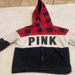 PINK Victoria's Secret Kids Checkered Hoodie - Red, White, Black